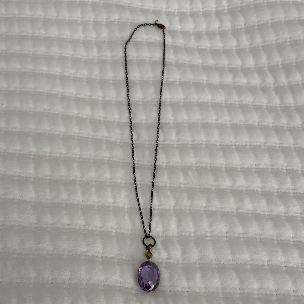 Amethyst Oval Pendant Necklace